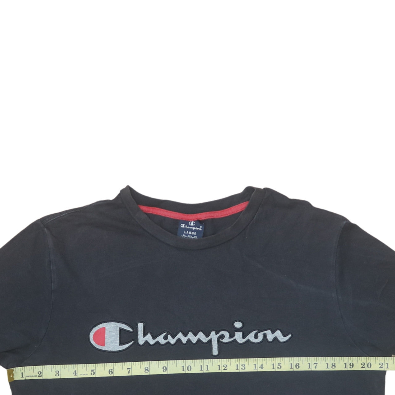 Champion Men's Black Large Embroidered Logo Short Sleeve T-Shirt