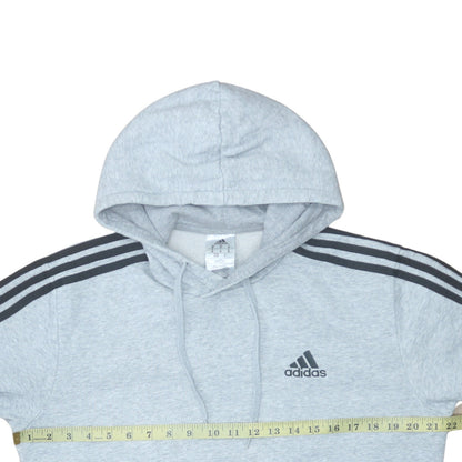 Back view of Adidas Men's Grey Pullover Hoodie Medium Regular Fit Sportswear