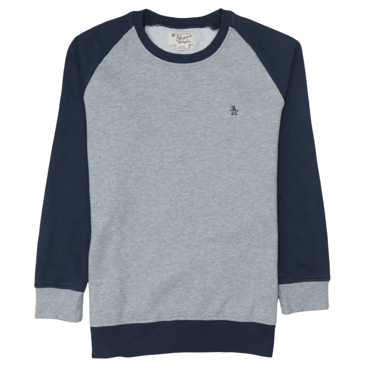 Original Penguin Men's Grey Navy Crew Neck Sweatshirt Size S