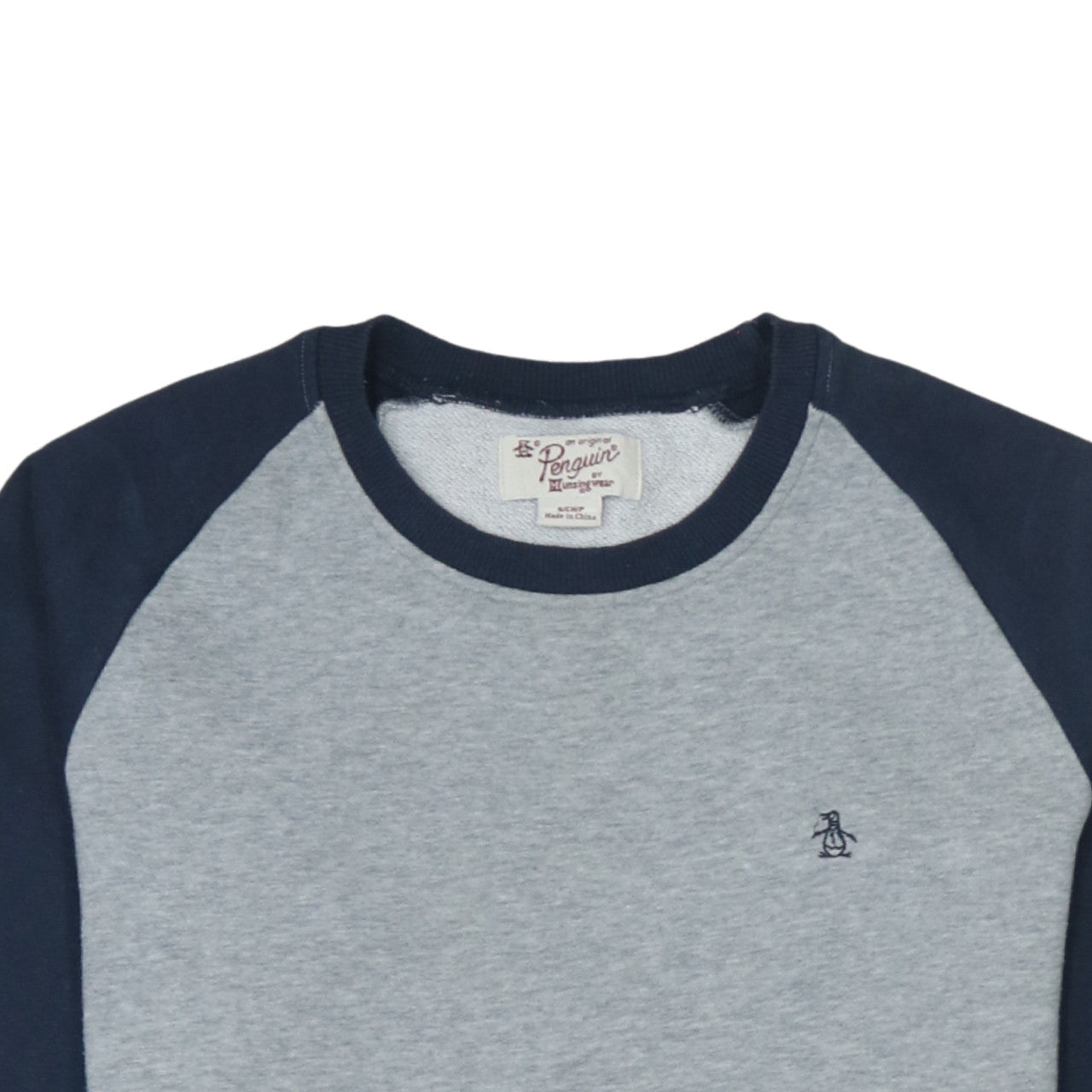 Original Penguin Men's Grey Navy Crew Neck Sweatshirt Size S