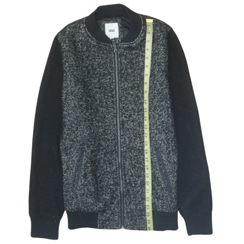 Vans Men's Black Herringbone Wool Blend Bomber Jacket Size M