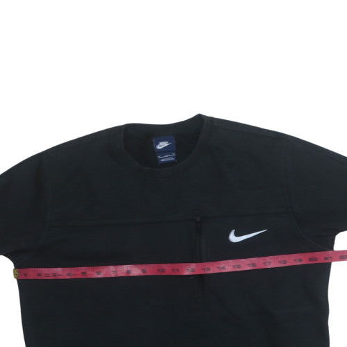 Nike Men’s Black Crew Neck Pullover Sweatshirt Size M Fleece Zip Logo