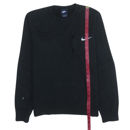 Nike Men’s Black Crew Neck Pullover Sweatshirt Size M Fleece Zip Logo