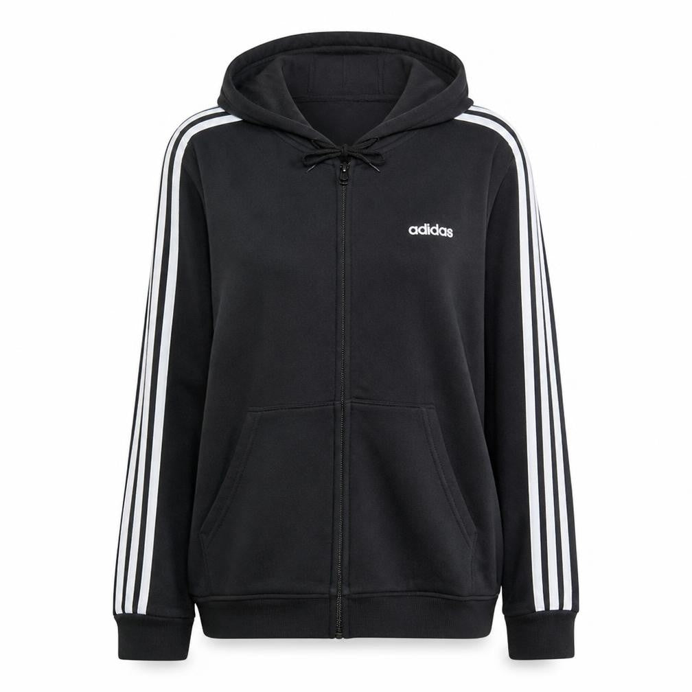 Adidas Womens Black XL Full Zip Hoodie with Stripes