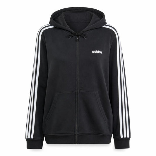 Adidas Womens Black XL Full Zip Hoodie with Stripes