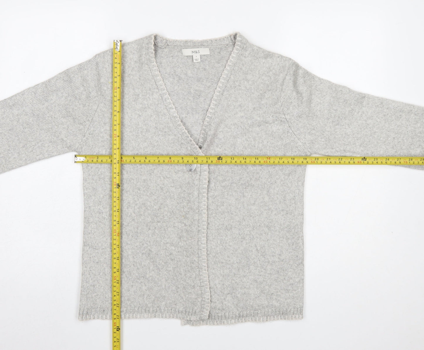 Marks and Spencer Women’s Grey Wool Blend V-Neck Cardigan Size S