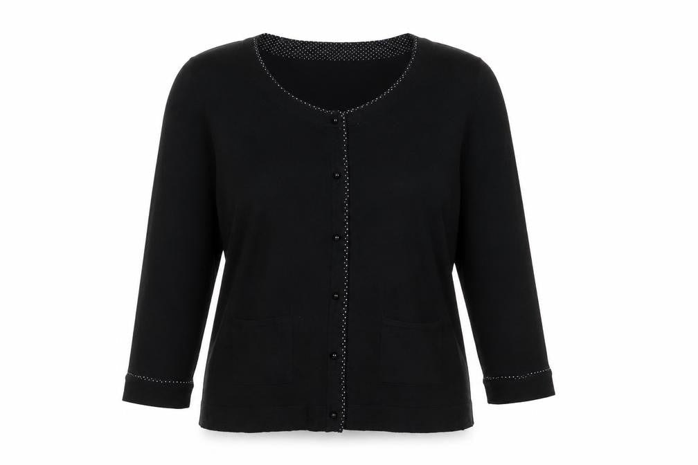 Fever London Women's Black Cardigan Size 14 Scoop Neck Lightweight Knit