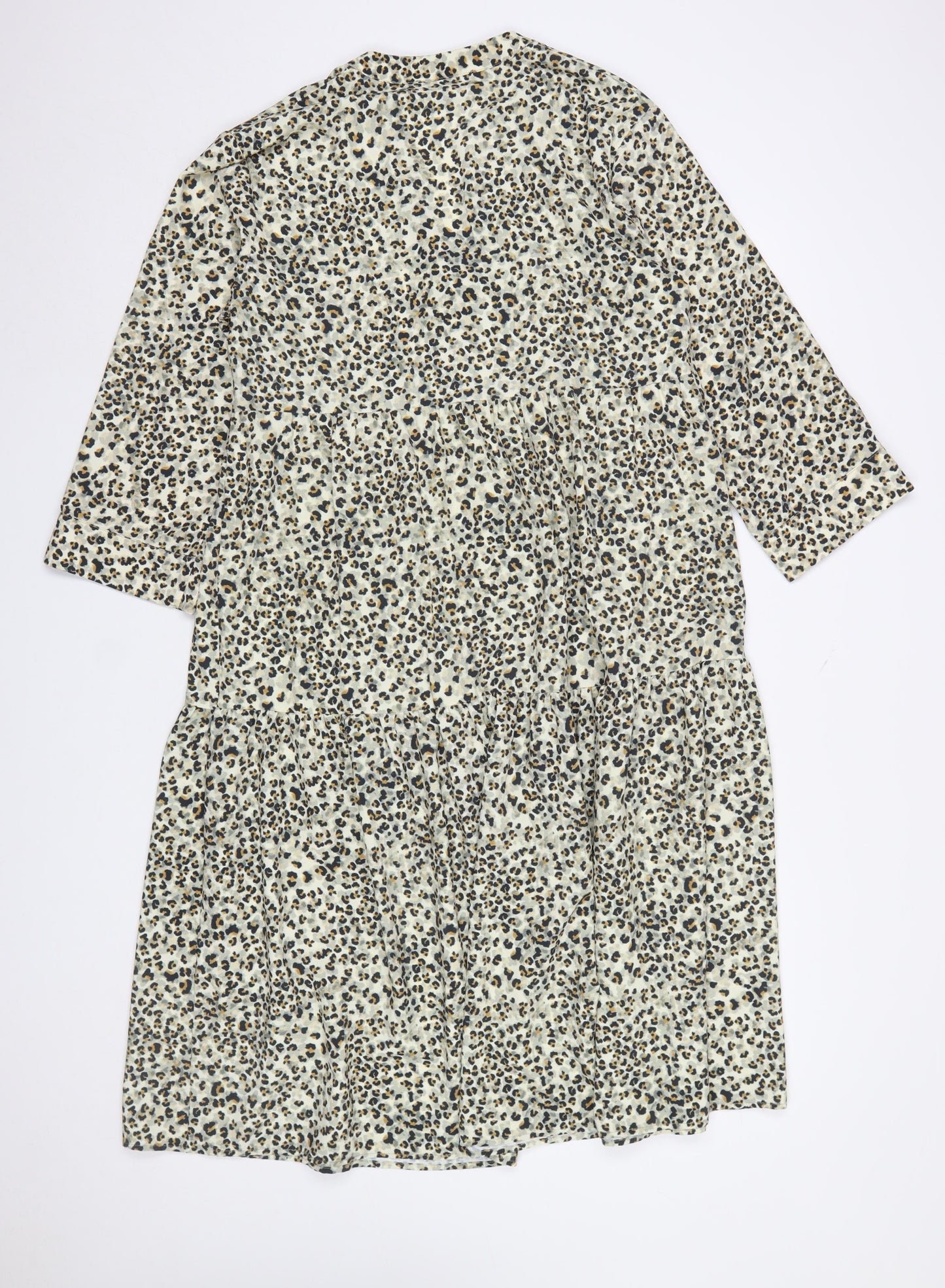 Primark Women’s Beige Leopard Print Midi A-Line Dress Size 10
