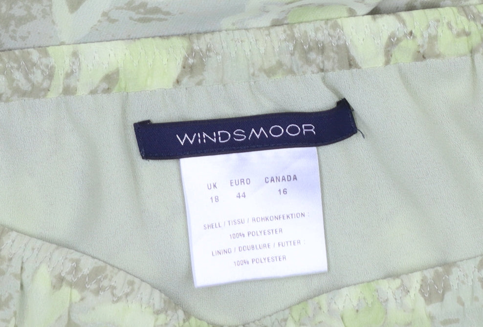 Windsmoor Womens Green Floral A-Line Midi Skirt Size 18