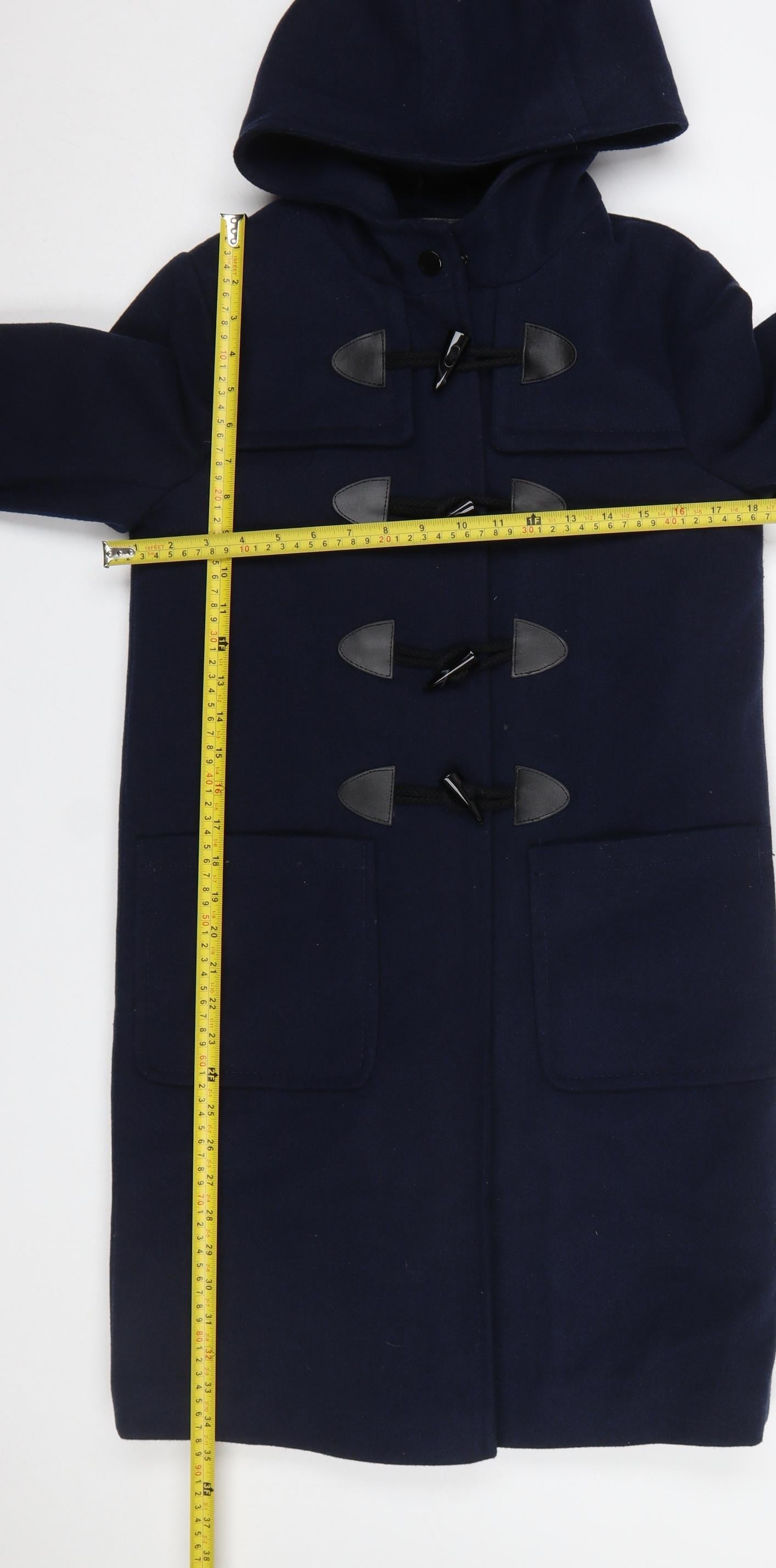 Primark Women's Blue Long Hooded Duffle Coat Size 4 Polyester