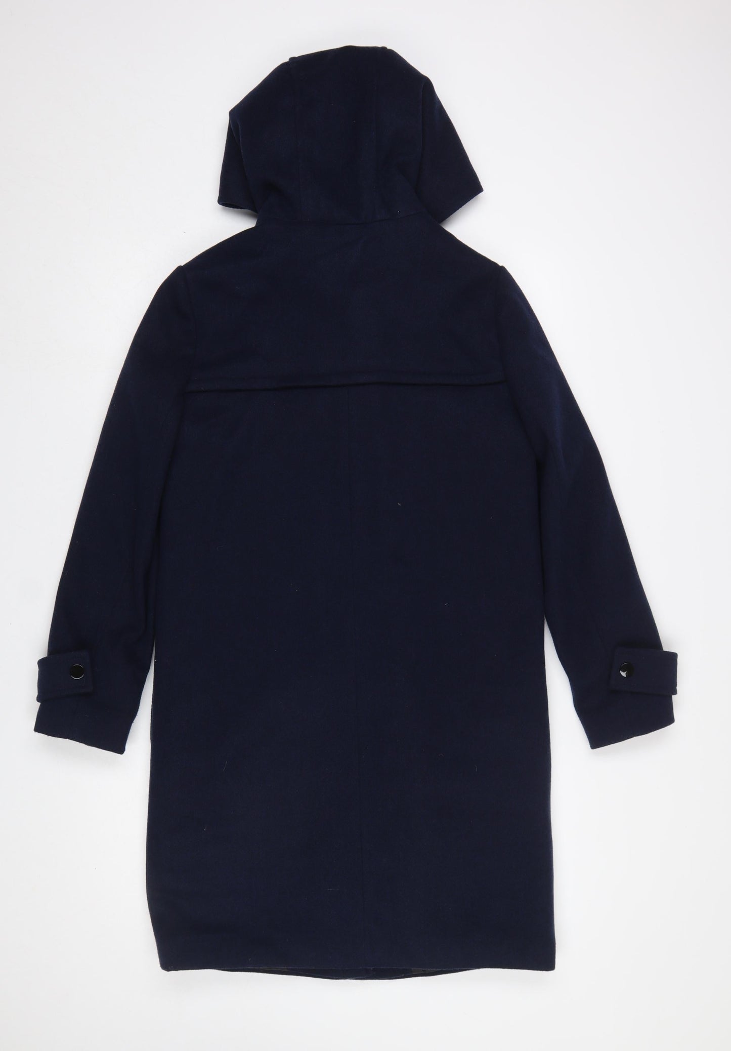 Primark Women's Blue Long Hooded Duffle Coat Size 4 Polyester