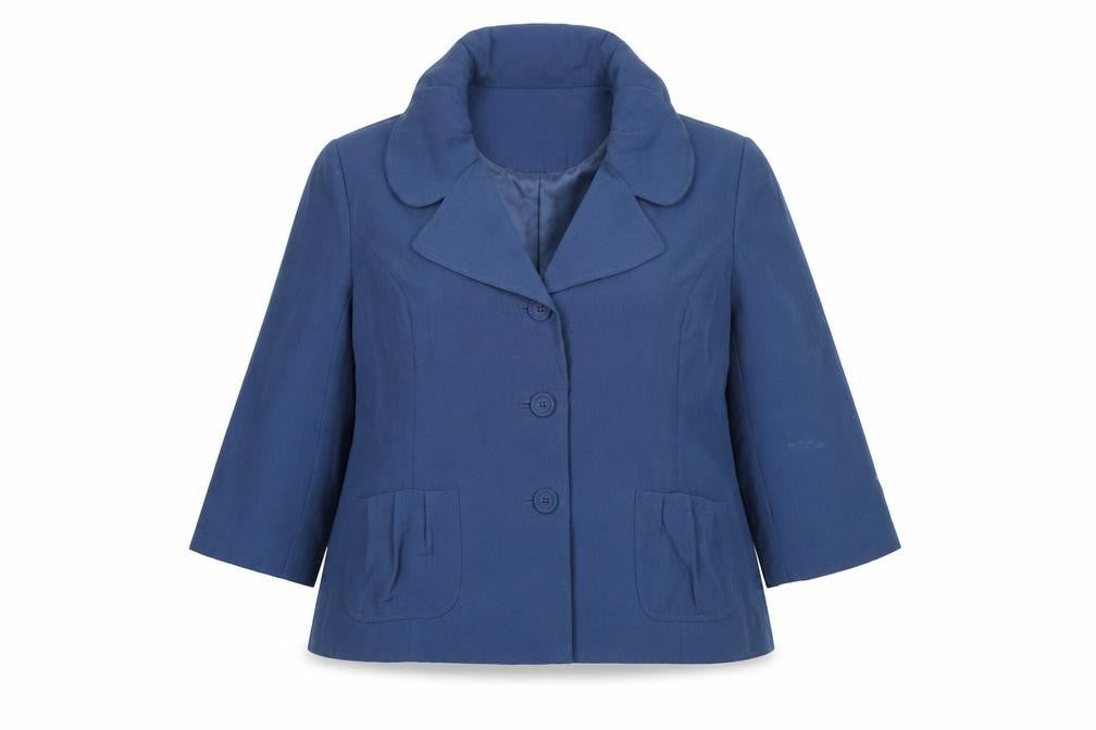 Whimsy Womens Blue Single Breasted Linen Look Suit Jacket Size 22