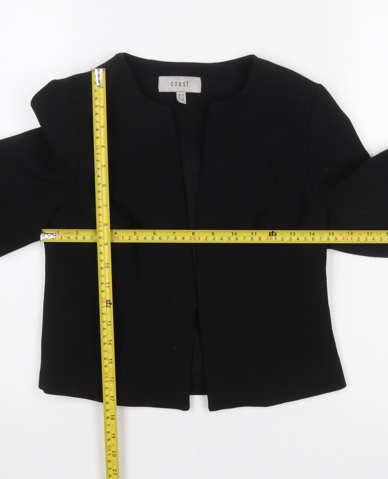 Coast Women's Black Size 10 Cropped Suit Jacket Blazer