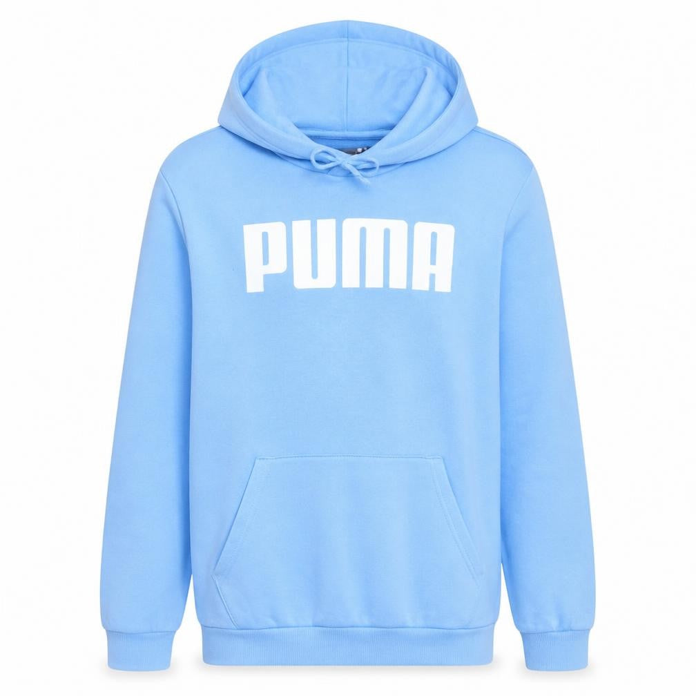 Puma Men's Blue Pullover Hoodie L Logo Fleece Sweatshirt