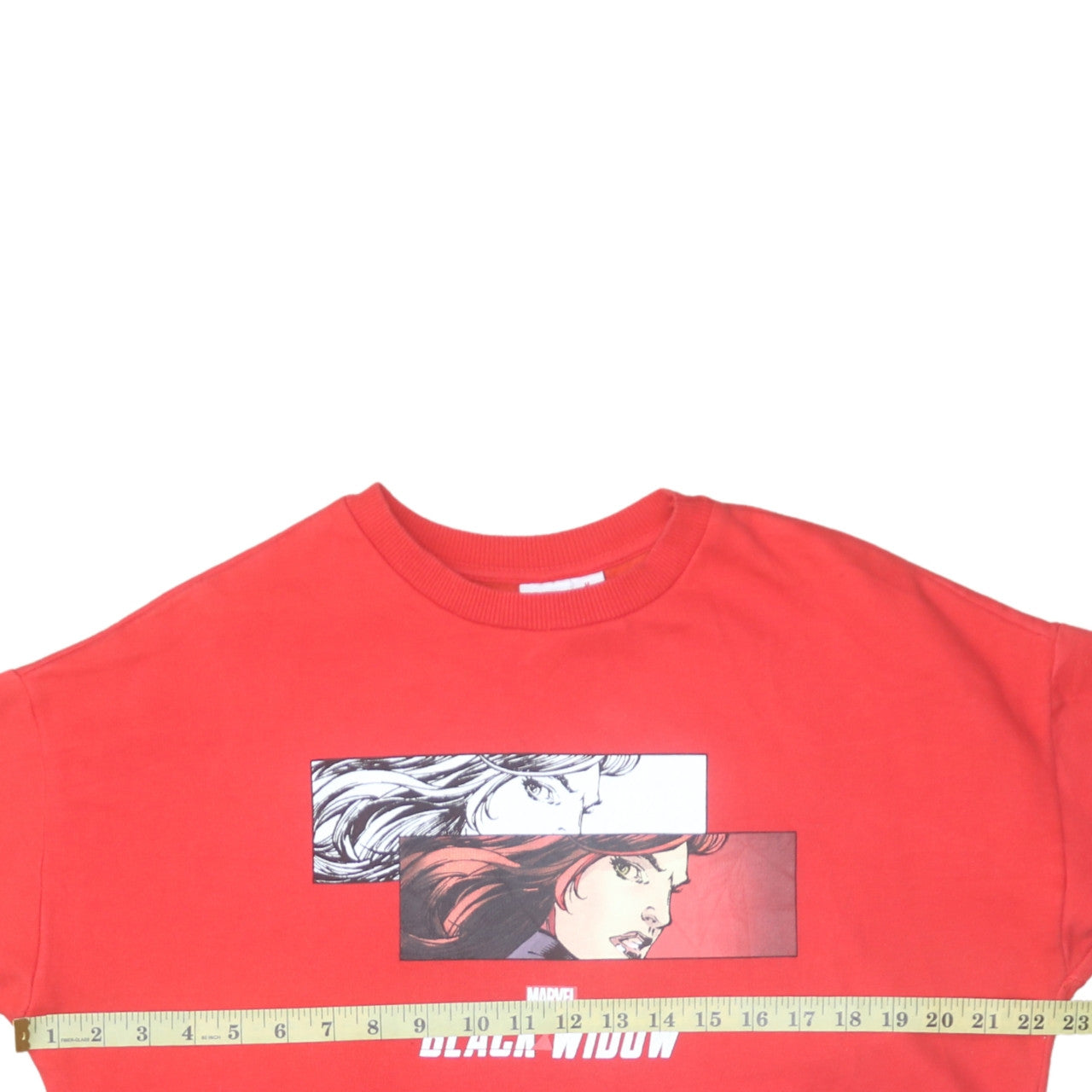 Marvel Black Widow Red Pullover Sweatshirt Women M 12/14 Graphic Crew Neck
