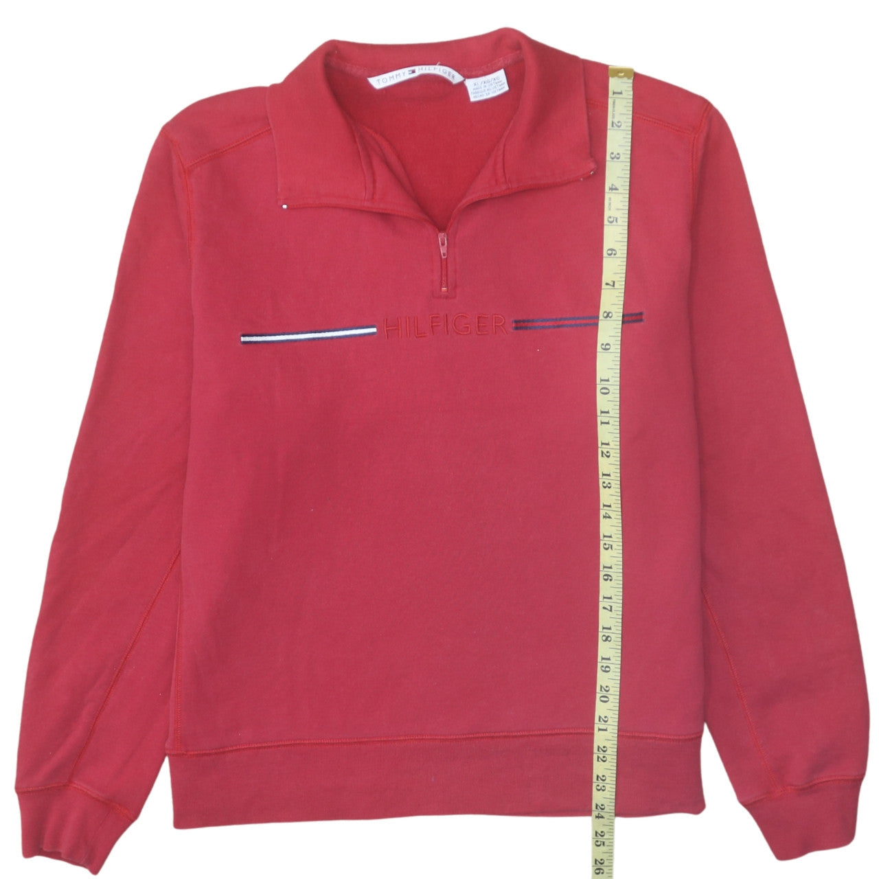 Tommy Hilfiger Men's Red XL 1/2 Zip Cotton Sweatshirt