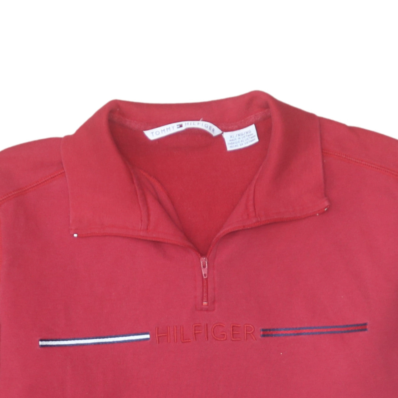 Tommy Hilfiger Men's Red XL 1/2 Zip Cotton Sweatshirt