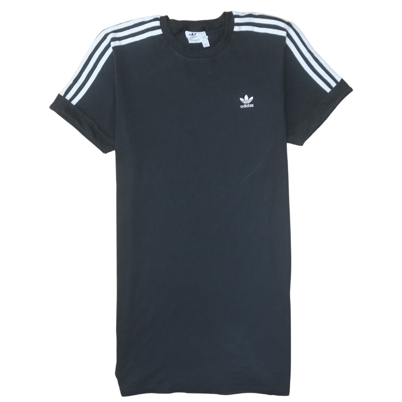 Adidas Women's Black 3-Stripes T-Shirt Dress Size 14 Cotton