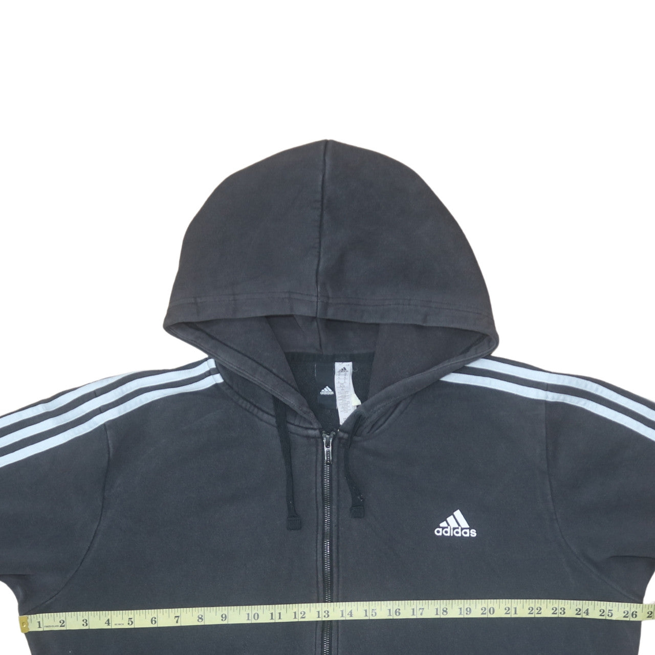 Adidas Men's Black XL Full Zip Hoodie with White Stripes