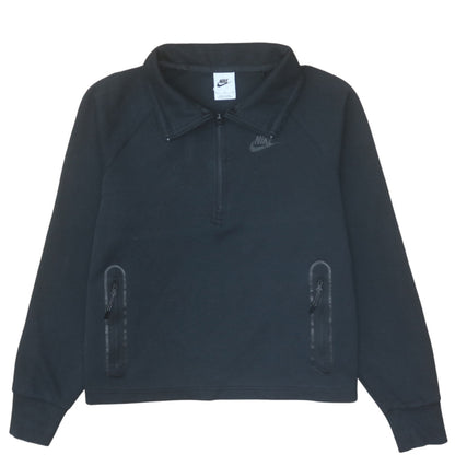 Nike Men Black Collared 1/2 Zip Fleece Sweatshirt Size M