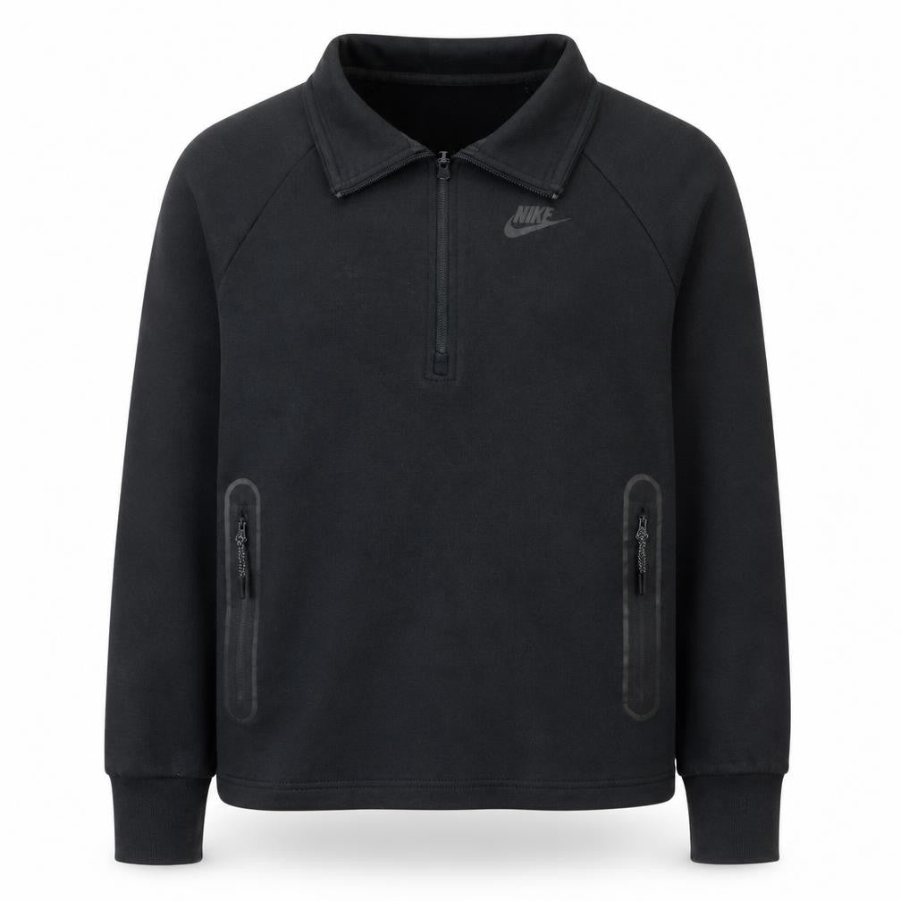 Nike Men Black Collared 1/2 Zip Fleece Sweatshirt Size M