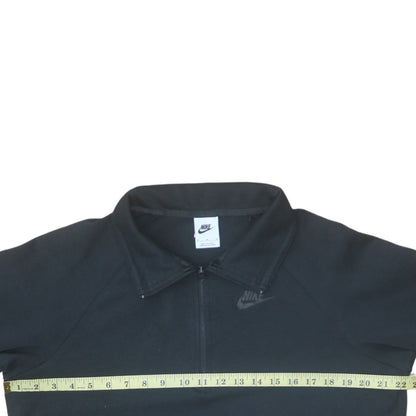 Nike Men Black Collared 1/2 Zip Fleece Sweatshirt Size M