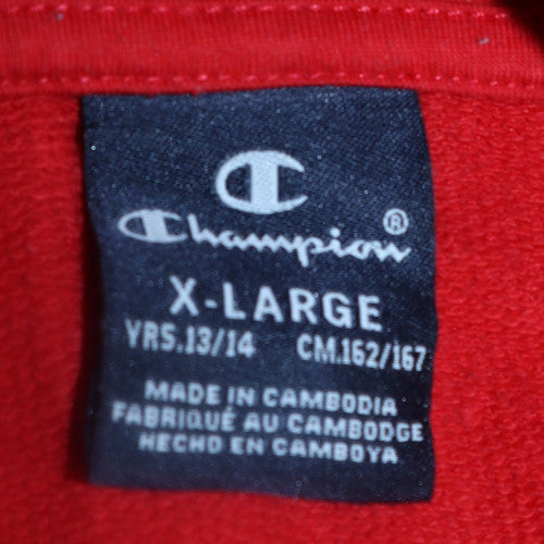 Champion Girls Red XL Pullover Hoodie 13-14 Years Cotton Blend Fleece