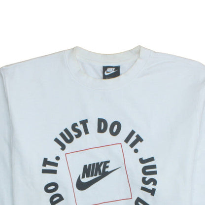 Nike Men’s White Just Do It Logo Pullover Sweatshirt L Regular Fit