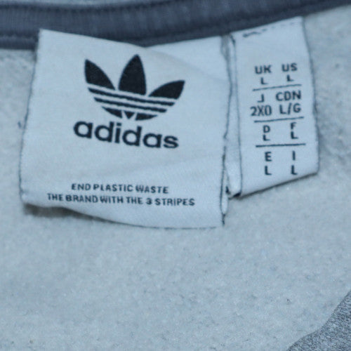 Adidas Men’s Grey Pullover Sweatshirt L Crew Neck Zip Pocket