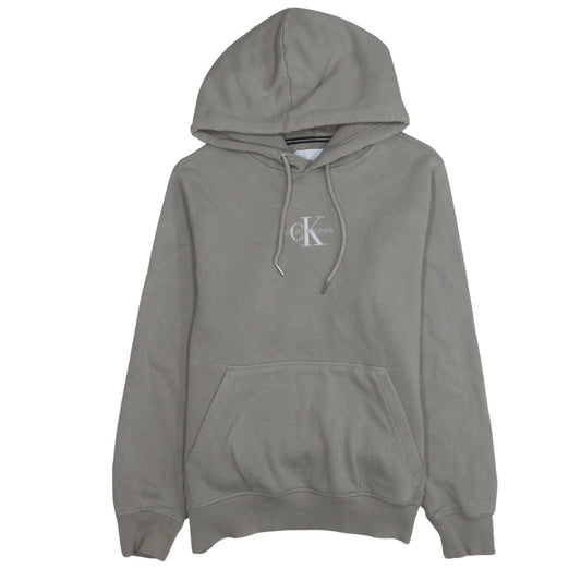 Calvin Klein Jeans Men's Grey Pullover Hoodie Size M Logo Fleece