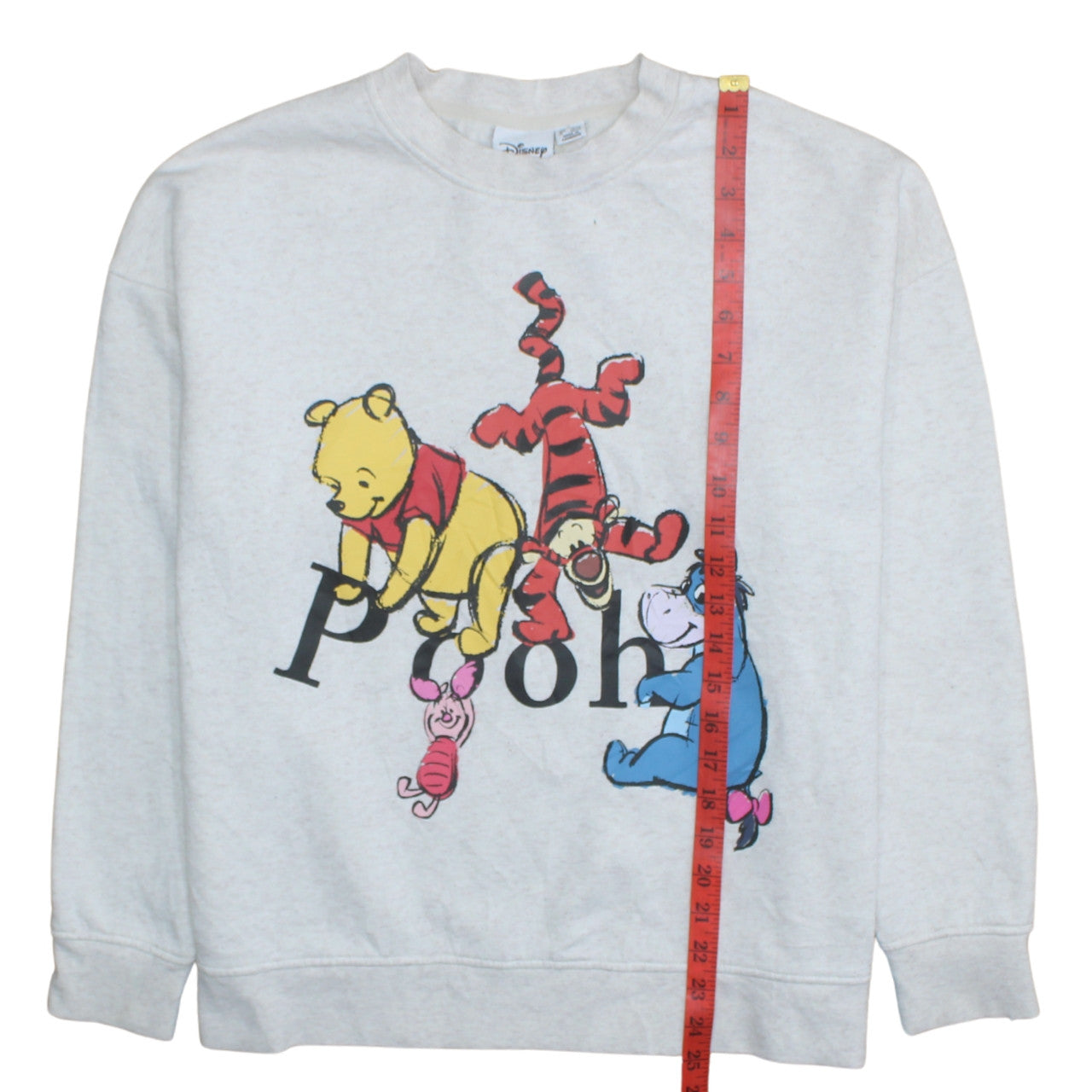 Disney Women Grey Winnie the Pooh Crew Neck Pullover Sweatshirt L