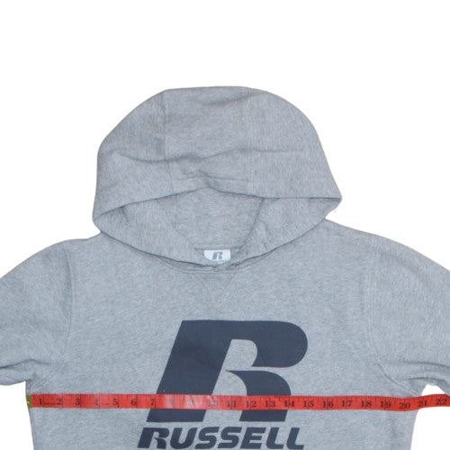 Russell Athletic Boys Grey Pullover Hoodie 15-16 Years Fleece Logo Sweatshirt