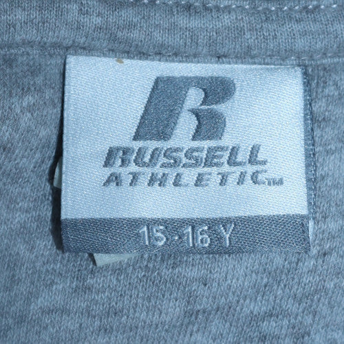 Russell Athletic Boys Grey Pullover Hoodie 15-16 Years Fleece Logo Sweatshirt