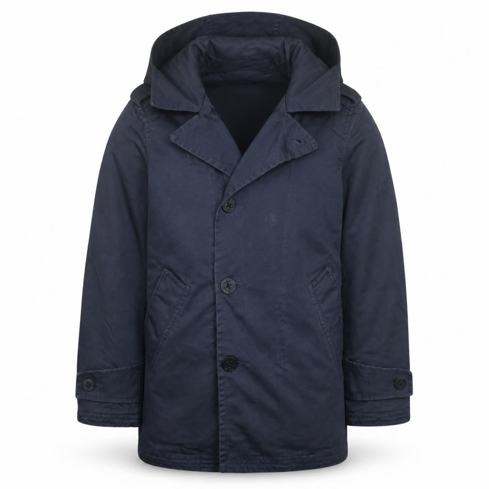 Dal Lago Boys Blue Hooded Parka Coat 8 Years Button Front Lined Jacket
