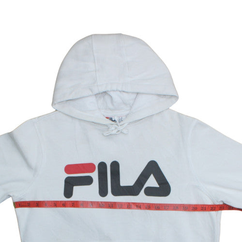 Fila Men's White Pullover Hoodie M Logo Fleece Sweatshirt