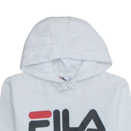 Fila Men's White Pullover Hoodie M Logo Fleece Sweatshirt