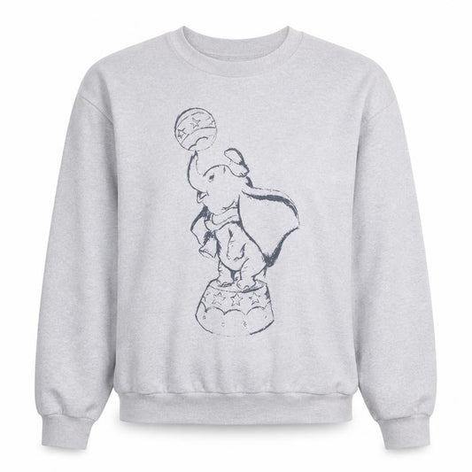 Disney Women Grey Dumbo Sweatshirt Small Crew Neck Pullover