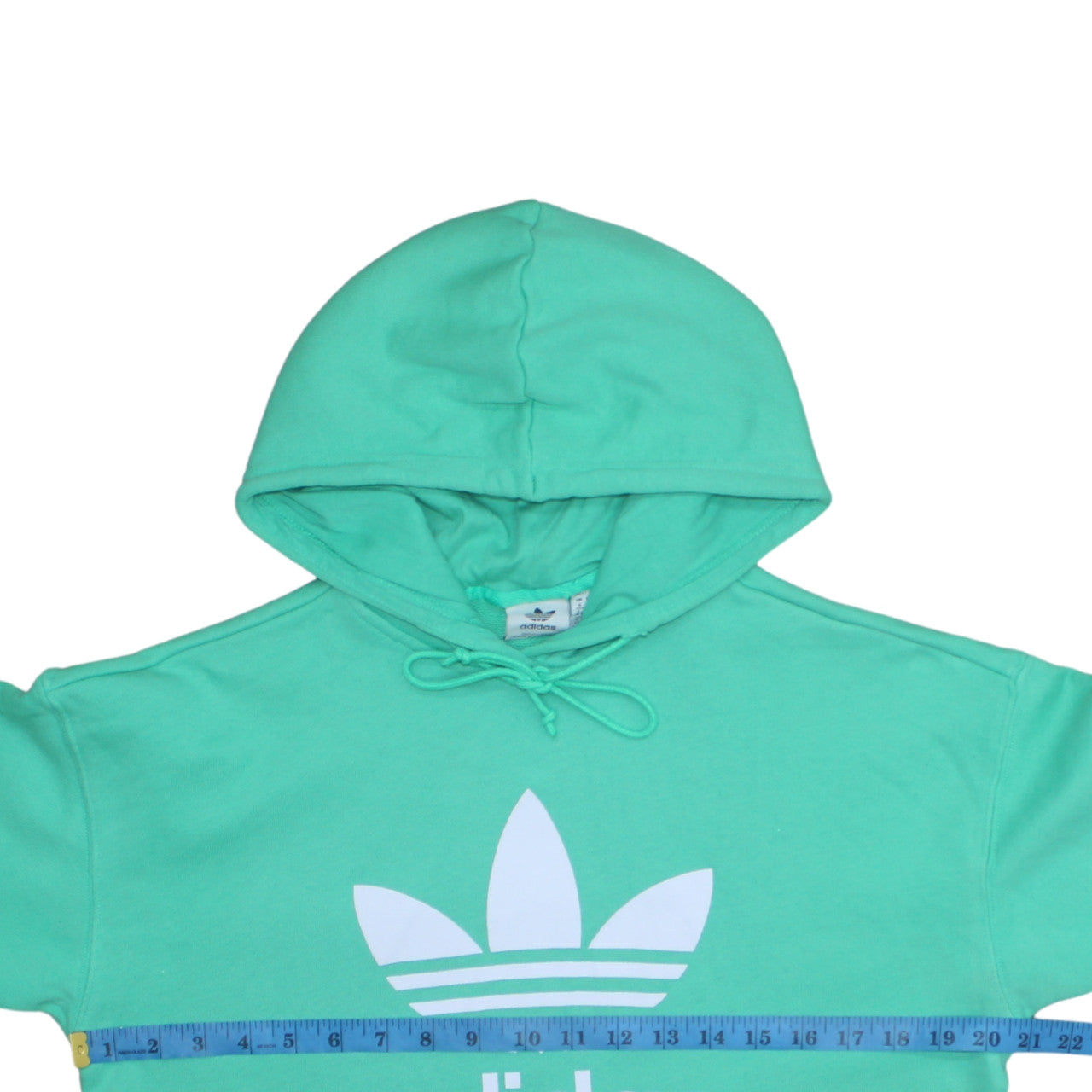 Adidas Womens Mint Green Pullover Hoodie XS Logo Print Cotton