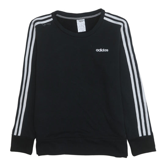 Adidas Women Black Crew Neck Long Sleeve Pullover Sweatshirt Size 12-14