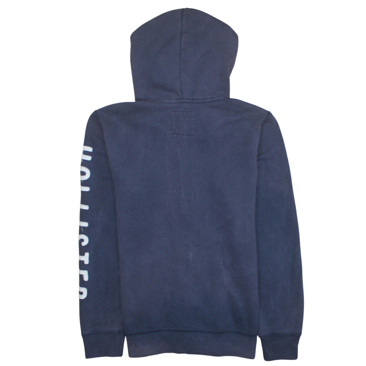 Hollister Men Blue Full Zip Hoodie M Logo Fleece Sweatshirt