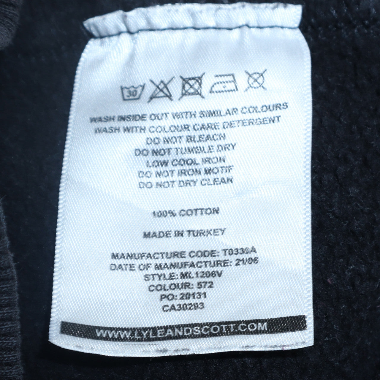 Lyle & Scott Mens Black Cotton Pullover Hoodie Size L Regular Fit