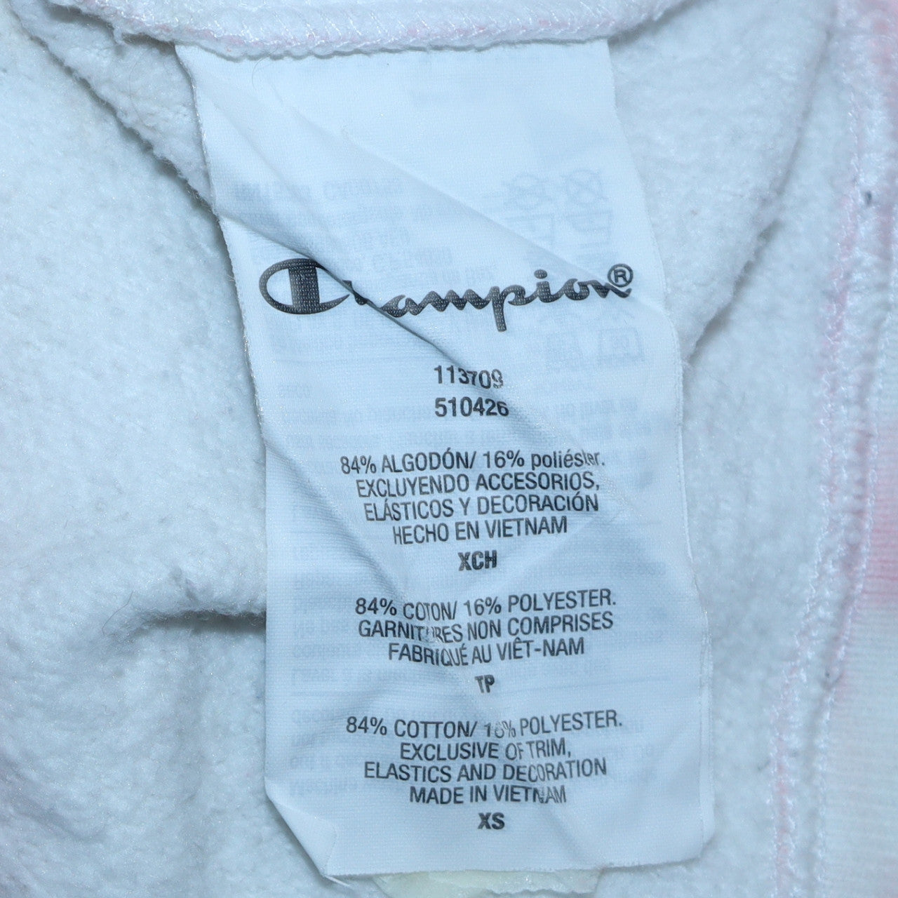 Champion Womens Pink Tie Dye Pullover Hoodie XS Cotton Blend