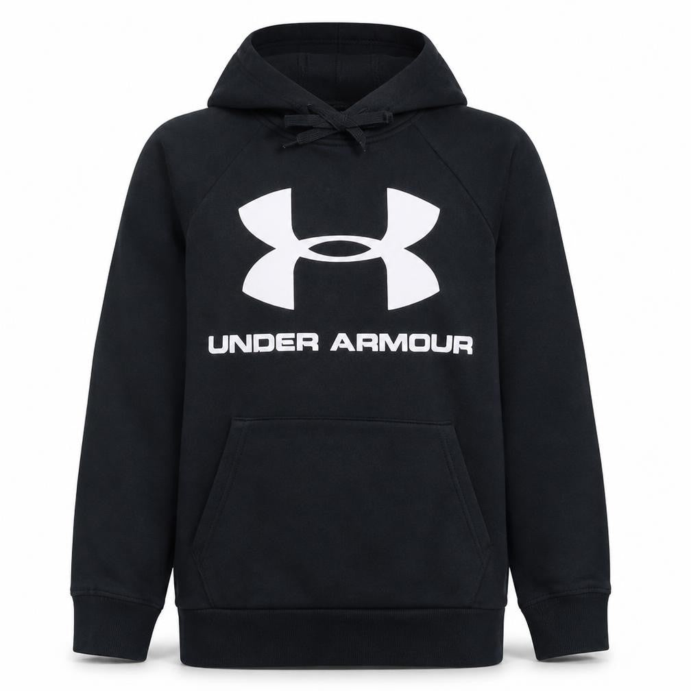 Under Armour Men’s Black Pullover Hoodie Medium Fleece Logo Sweatshirt