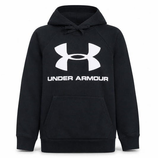 Under Armour Men’s Black Pullover Hoodie Medium Fleece Logo Sweatshirt