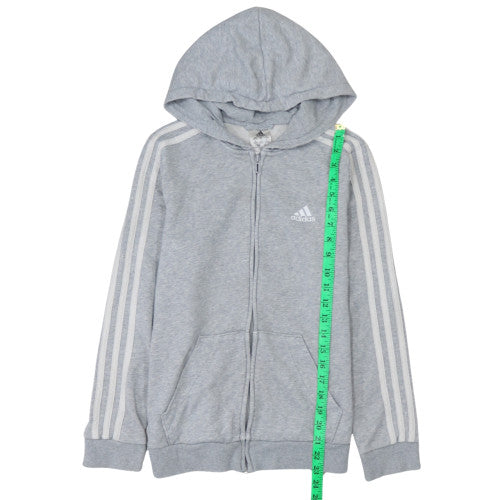 Adidas Womens Grey Full Zip Hoodie Small S 8-10 Cotton Blend Sportswear