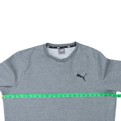 Close-up detail of Puma Men's Grey XL Crew Neck Fleece Pullover Sweatshirt