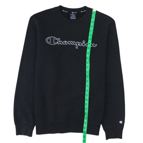 Champion Men's Black Logo Crew Neck Pullover Sweatshirt Size L