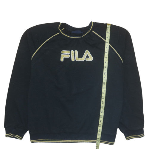 Fila Womens Black 3XL Pullover Sweatshirt with Logo Trim