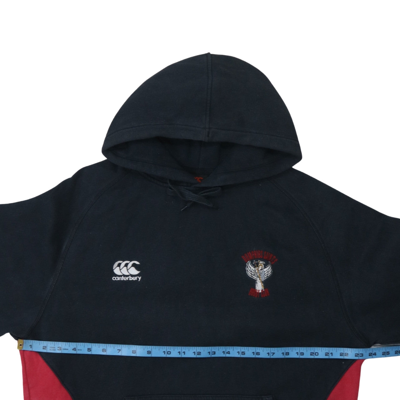 Canterbury Men's Black Pullover Rugby Hoodie L Embroidered Sports Fleece