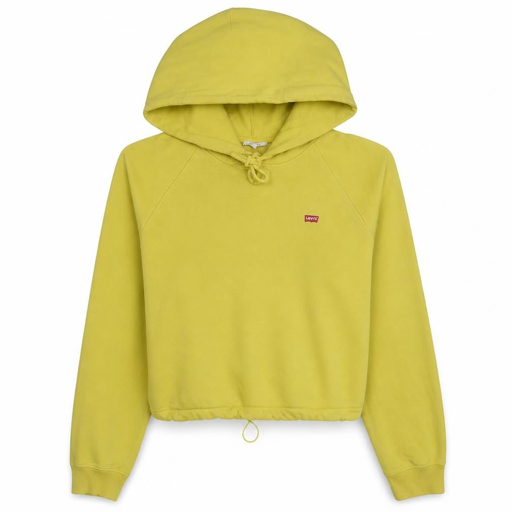 Levi's Womens Yellow Pullover Hoodie L Hooded Drawstring Sweatshirt